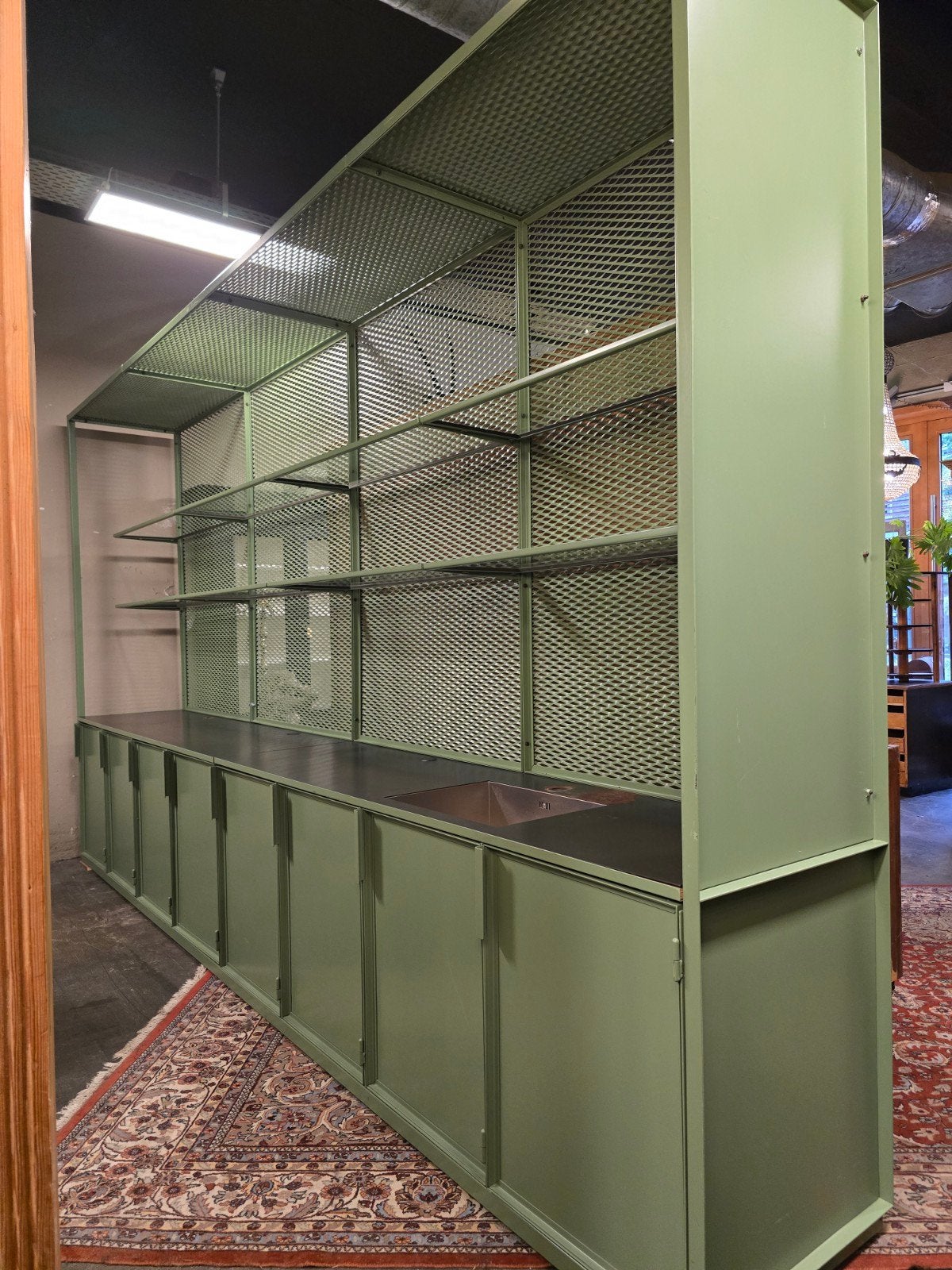 enorm stalen Keuken | buitenkeuken | winkelkast | werkplaats, Gebruikt, 200 cm of meer, Custom made, Ophalen of Verzenden