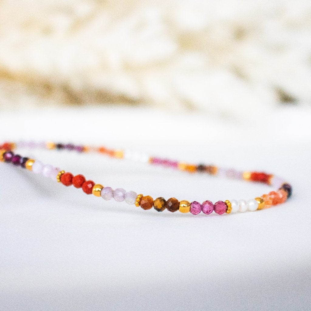 Ketting met o.a. rode jaspis, tijgeroog & parels, Sieraden, Tassen en Uiterlijk, Nieuw, Ophalen of Verzenden, Steen of Mineraal