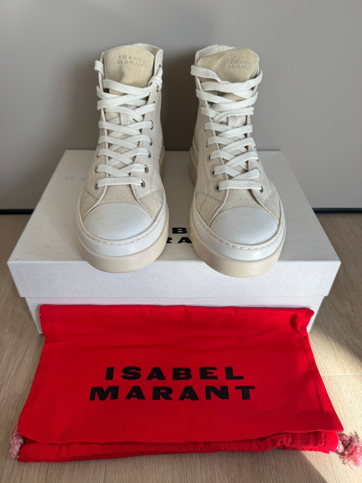 Isabel Marant canvas sneakers gympen ecru maat 37, Beige, Nieuw, Ophalen of Verzenden, Sneakers of Gympen