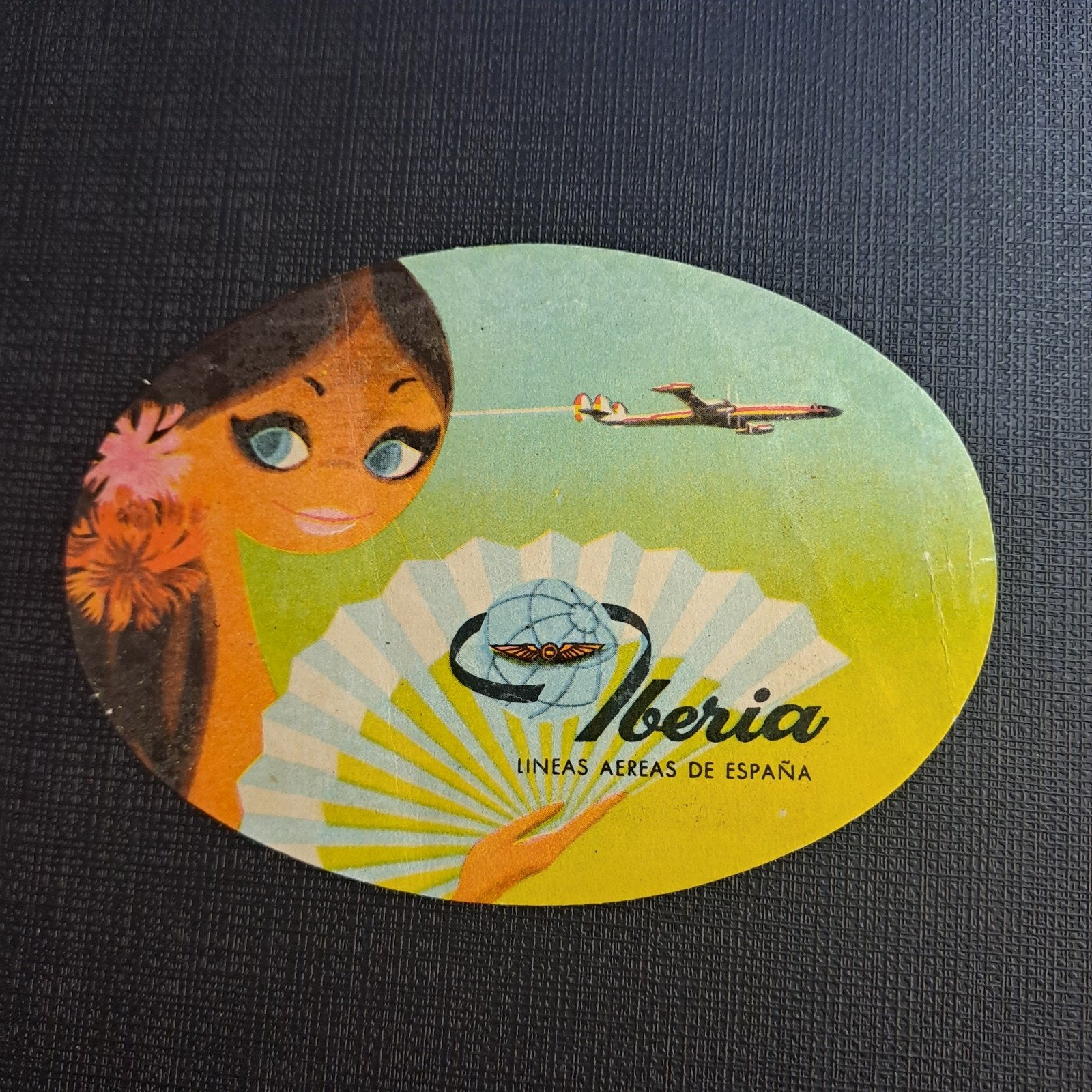 Vintage Iberia kofferetiket  '50 - Luchtvaart memorabili, Ophalen of Verzenden, Gebruikt, Overige typen