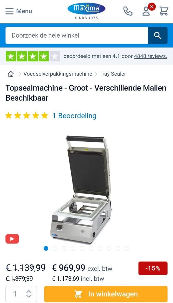 Seal machine, Ophalen, Nieuw, 50 tot 100 cm, Minder dan 100 cm