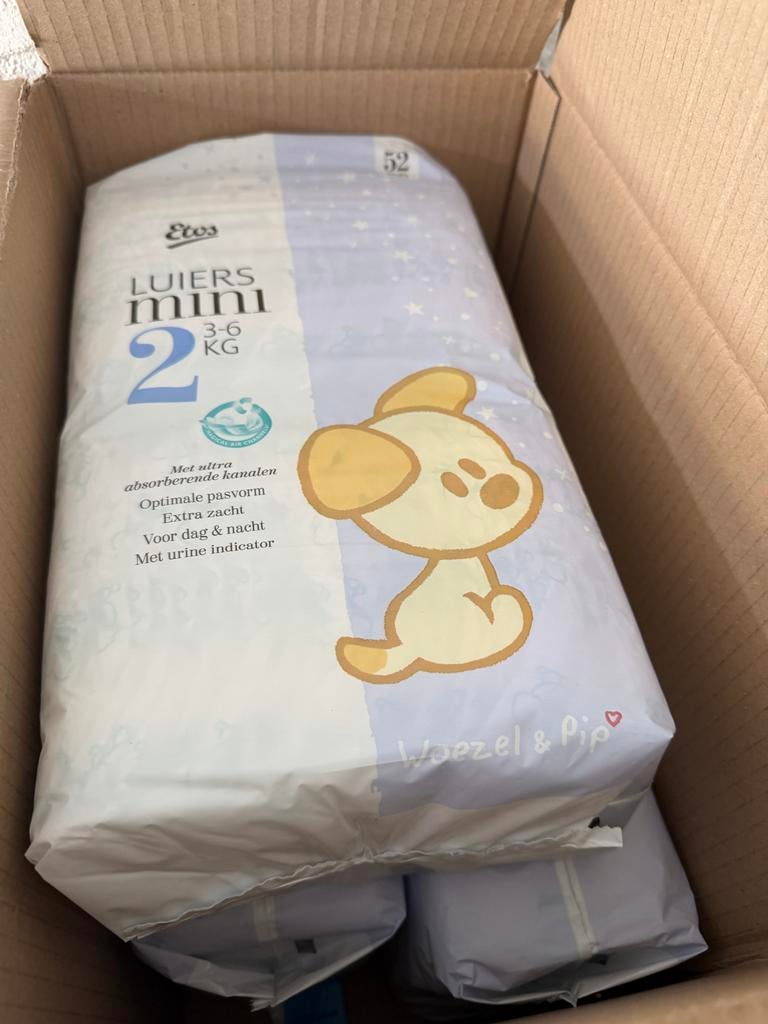 Woezel & Pip luiers maat 2 (3-6 kg) - 3 dichte pakken, Ophalen, Nieuw, Jongetje of Meisje