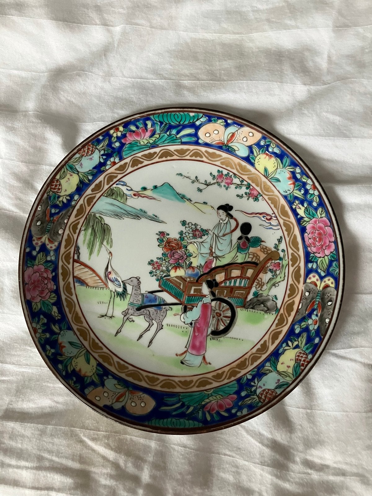 Antieke Chinese borden met handgeschilderde scène, Ophalen