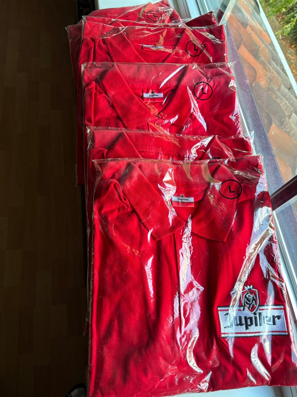 7 x  Jupiler Polo Shirt Rood - Maat L (Nieuw in verpakking), Ophalen of Verzenden, Nieuw