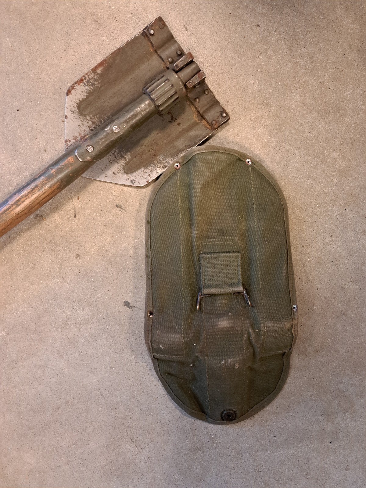 Originele M1943 US / KL Pioniersschep met Canvas Tas (Volled, Amerika, Ophalen of Verzenden, X, X