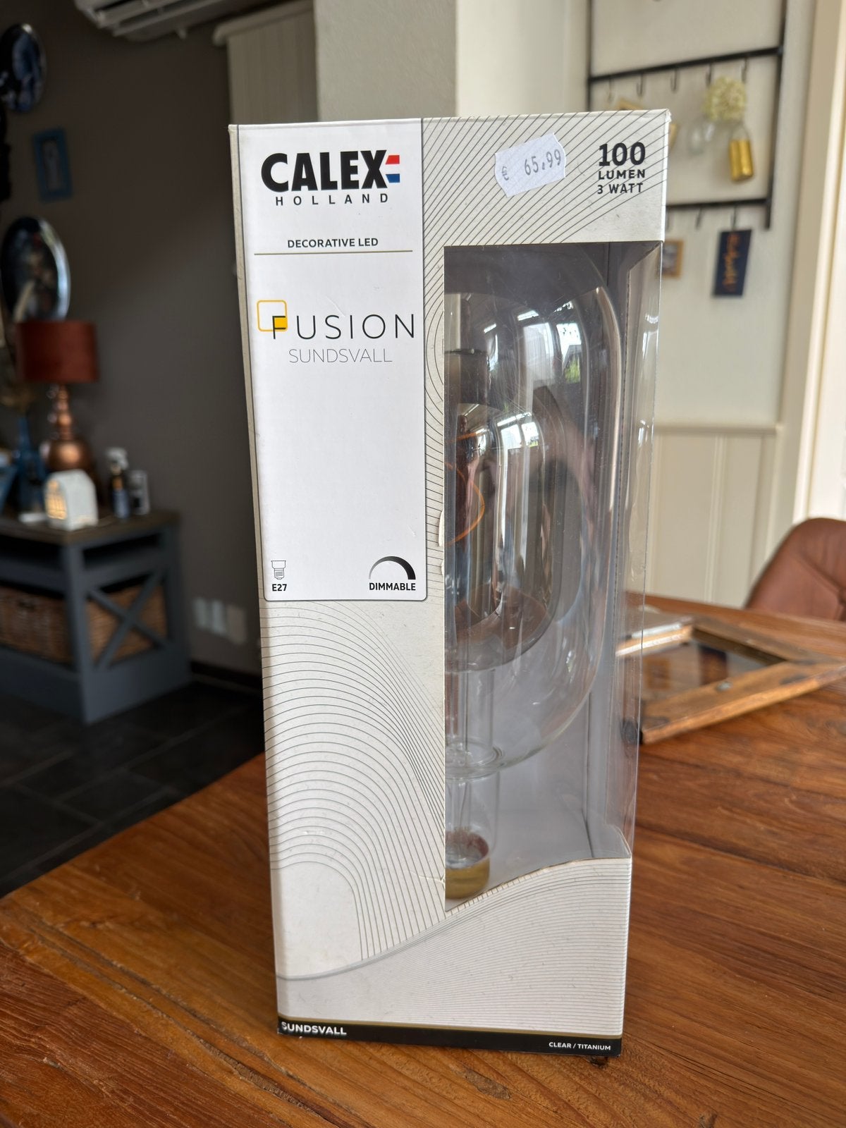 Calex Fusion Sundsvall Titanium E27 LED Designlamp nieuw, Ophalen of Verzenden, Zo goed als nieuw, E27 (groot), Led-lamp