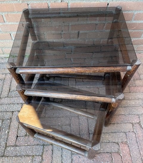 Bijzet tafeltjes set van 3, Minder dan 55 cm, Gebruikt, Rechthoekig, Ophalen