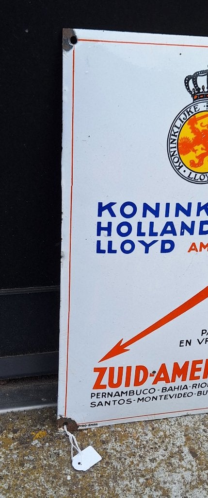 Emaille reclamebord van de Koninklijke Hollandsche Lloyd., Verzamelen, Reclamebord, Gebruikt, ., Ophalen of Verzenden