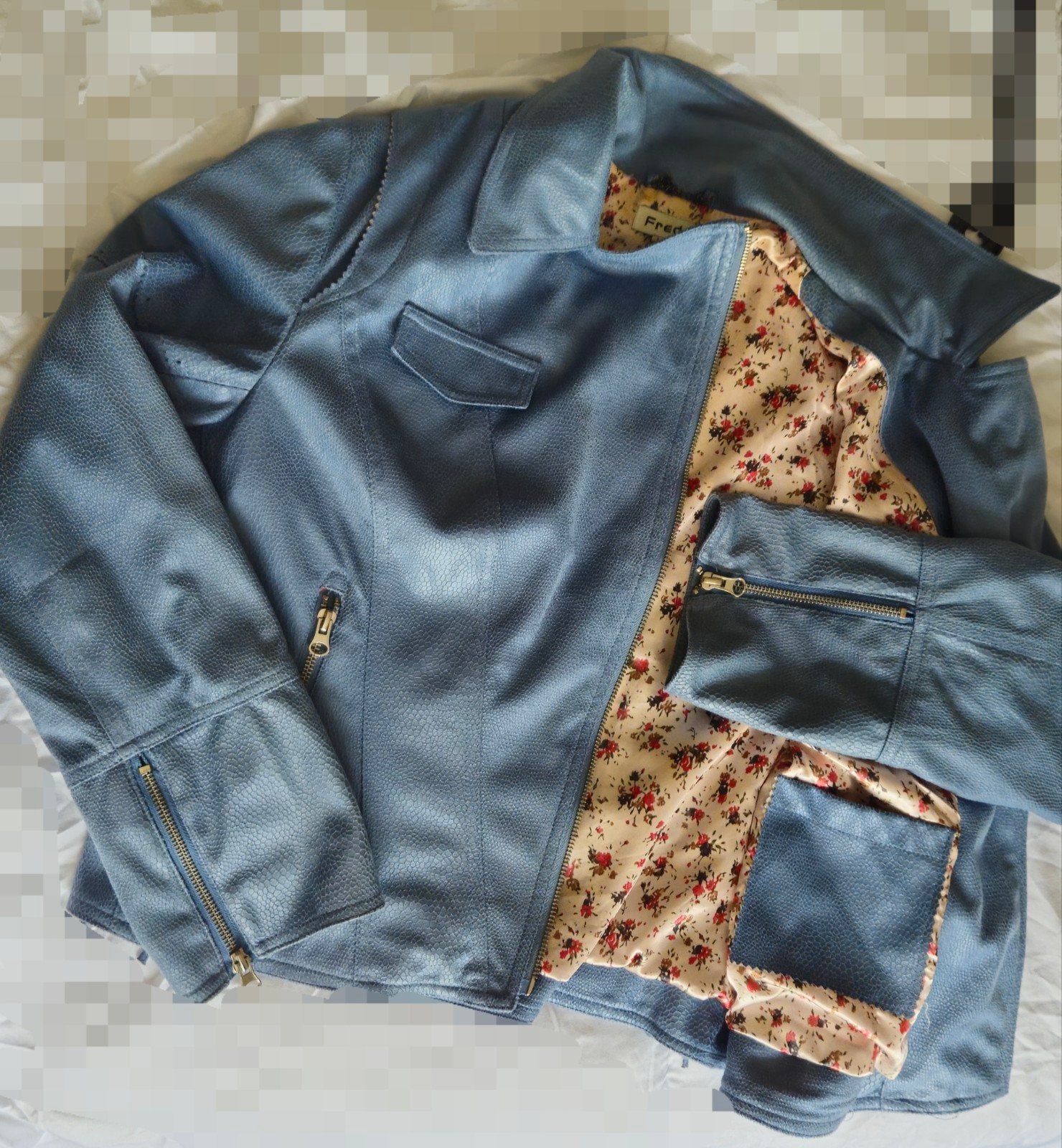 Freda bikerjasje mt T4, 40-42? € 15,= excl verzendkosten, Ophalen of Verzenden, Blauw, Jasje