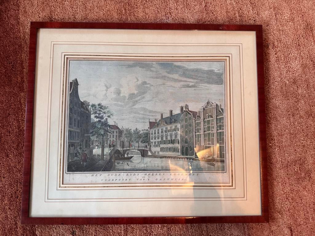 Antieke handgekleurde kopergravure Amsterdam 1763, Antiek en Kunst, Ophalen of Verzenden