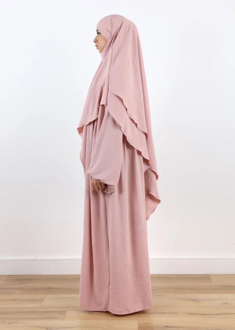 Roze abaya en khimar set, Kleding | Dames, Ophalen of Verzenden, Zo goed als nieuw, Roze, Overige typen