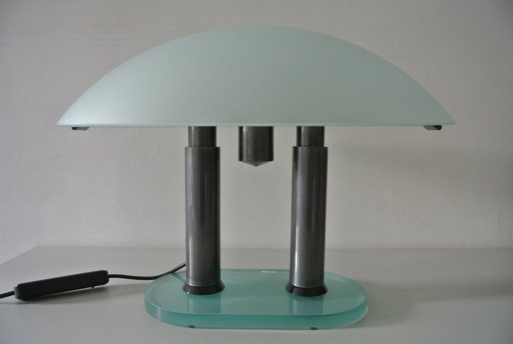 BILUMEN vintage Italiaanse tafellamp memphis design jaren 80, Ophalen, Zo goed als nieuw, Glas, Minder dan 50 cm
