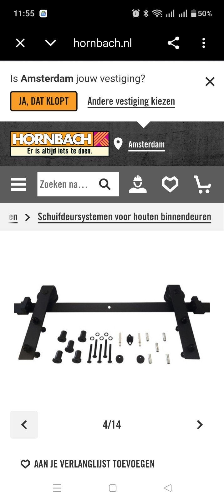INTERSTEEL Schuifdeursysteem Basic mat zwart, Doe-het-zelf en Verbouw, Ophalen of Verzenden, Nieuw, Binnendeur, 215 cm of meer