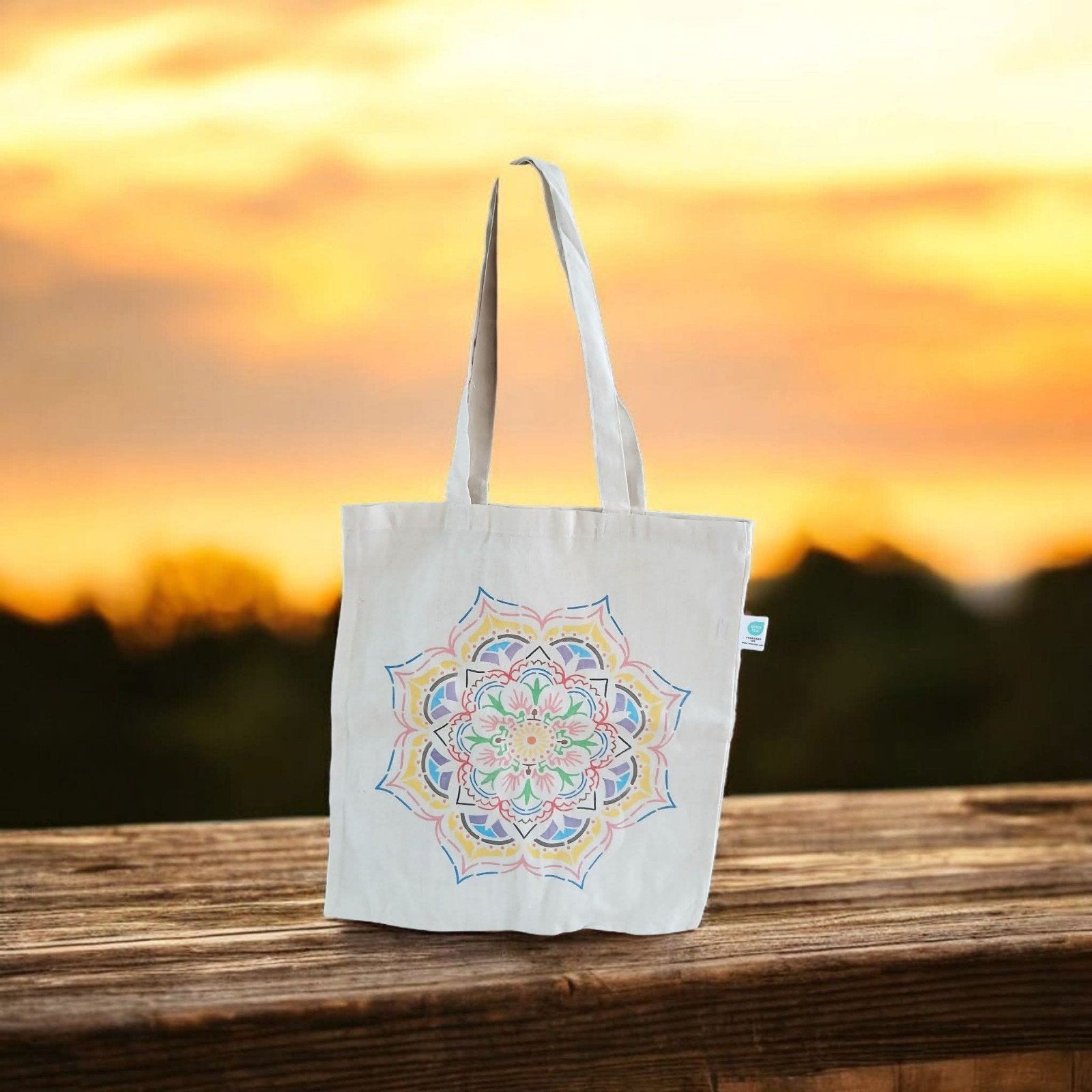 Mandala Katoenen Draagtas - Ecru met Kleurrijk Design, Ophalen, Nieuw, Beige, Shopper