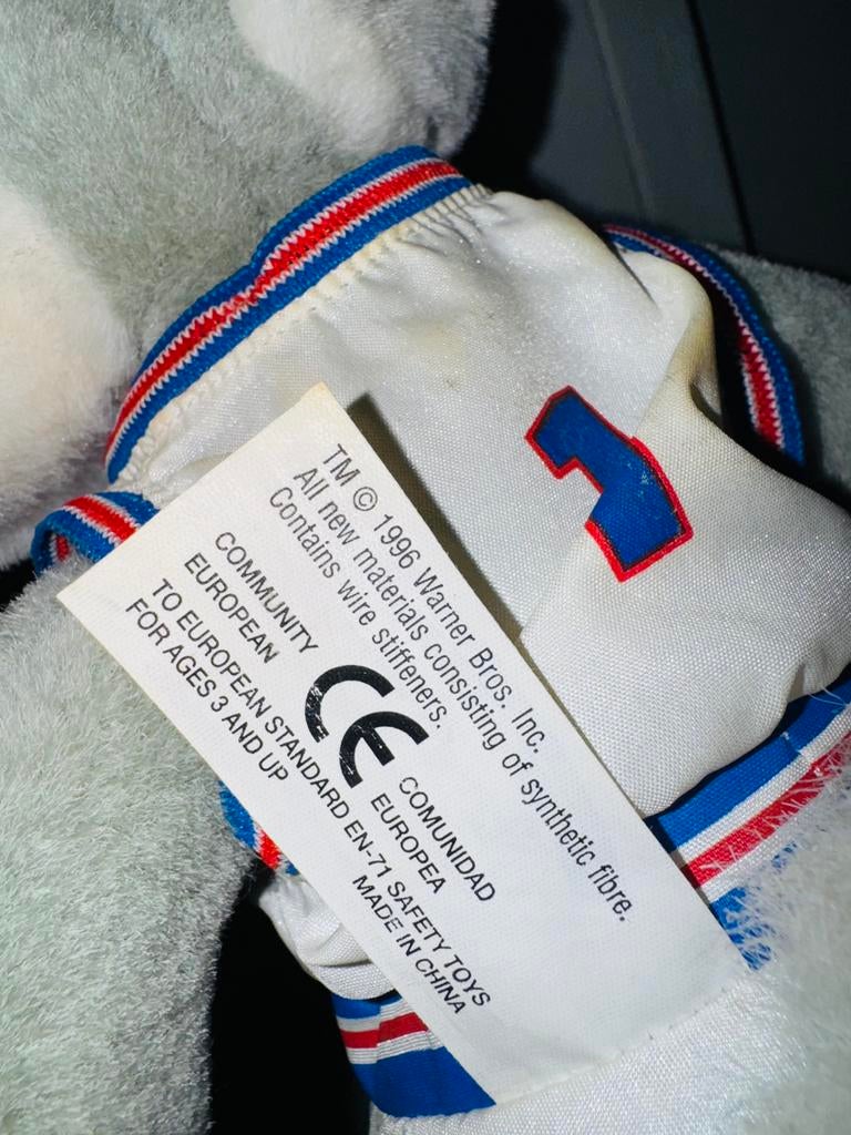 Vintage Looney Tunes Space Jam Bugs Bunny Tune Sqaud knuffel, Ophalen of Verzenden, Huis en Inrichting