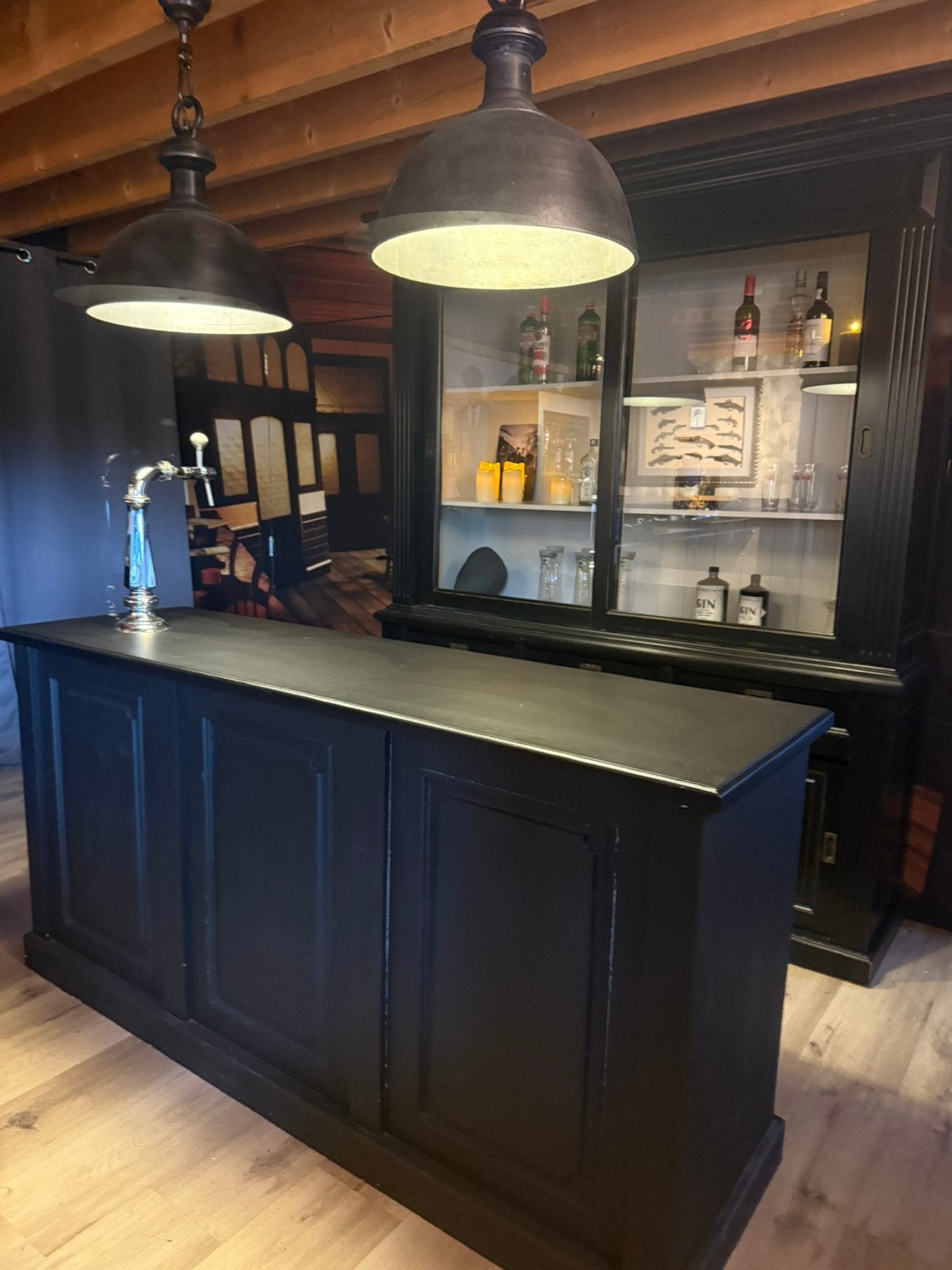 Chique bar set zwart man cave overkapping cafe kroeg barkast, Huis en Inrichting, Barren, Ophalen of Verzenden, Zo goed als nieuw