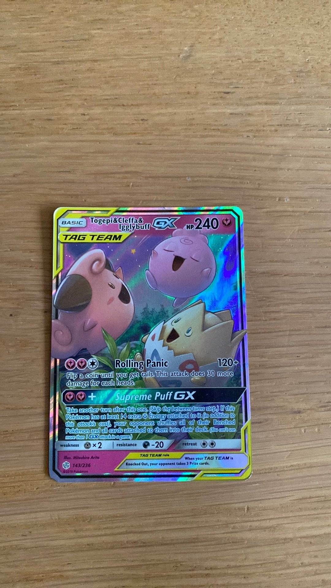 Togepi & Cleffa & Igglybuff GX Pokémon Kaart, Ophalen of Verzenden, Zo goed als nieuw, Losse kaart