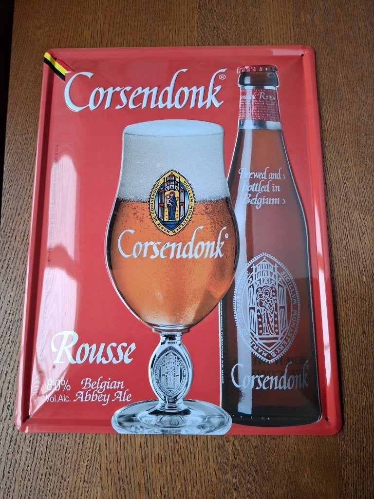 Corsendonk bier rousse blikken bord 42 x 31 cm, Ophalen of Verzenden, Nieuw, Reclamebord, Plaat of Schild, Overige merken