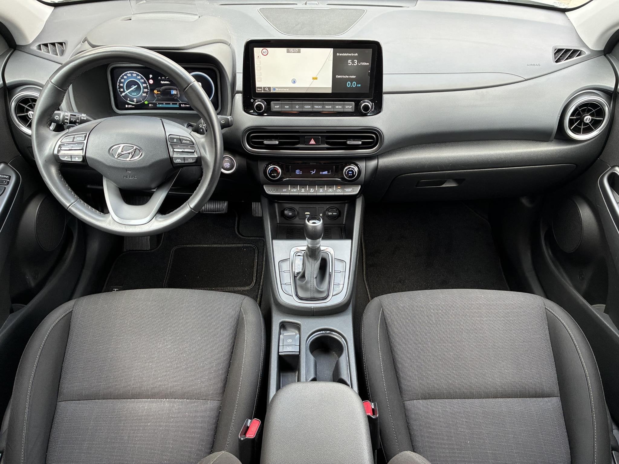 Hyundai Kona 1.6 GDI HEV Fashion / Fabrieksgarantie t/m 03-2, Stof, Gebruikt, Euro 6, 2 kWh