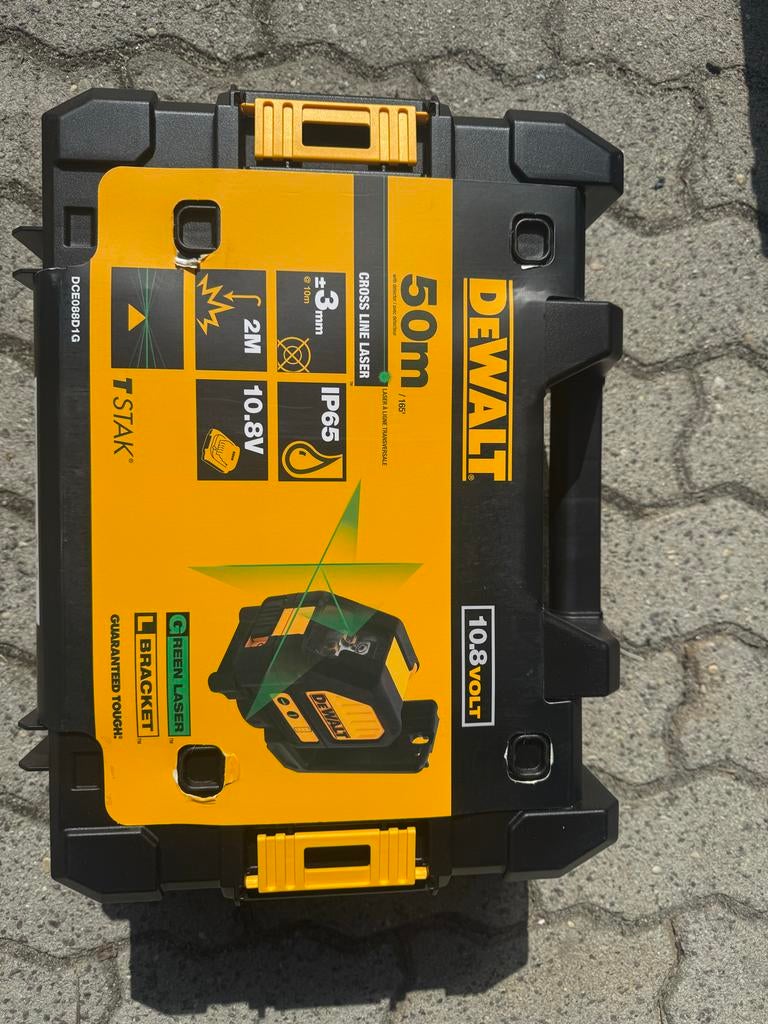 DeWALT DCE088D1G Groene Kruislijnlaser 10.8V met accu, Ophalen of Verzenden, Nieuw, Overige meters