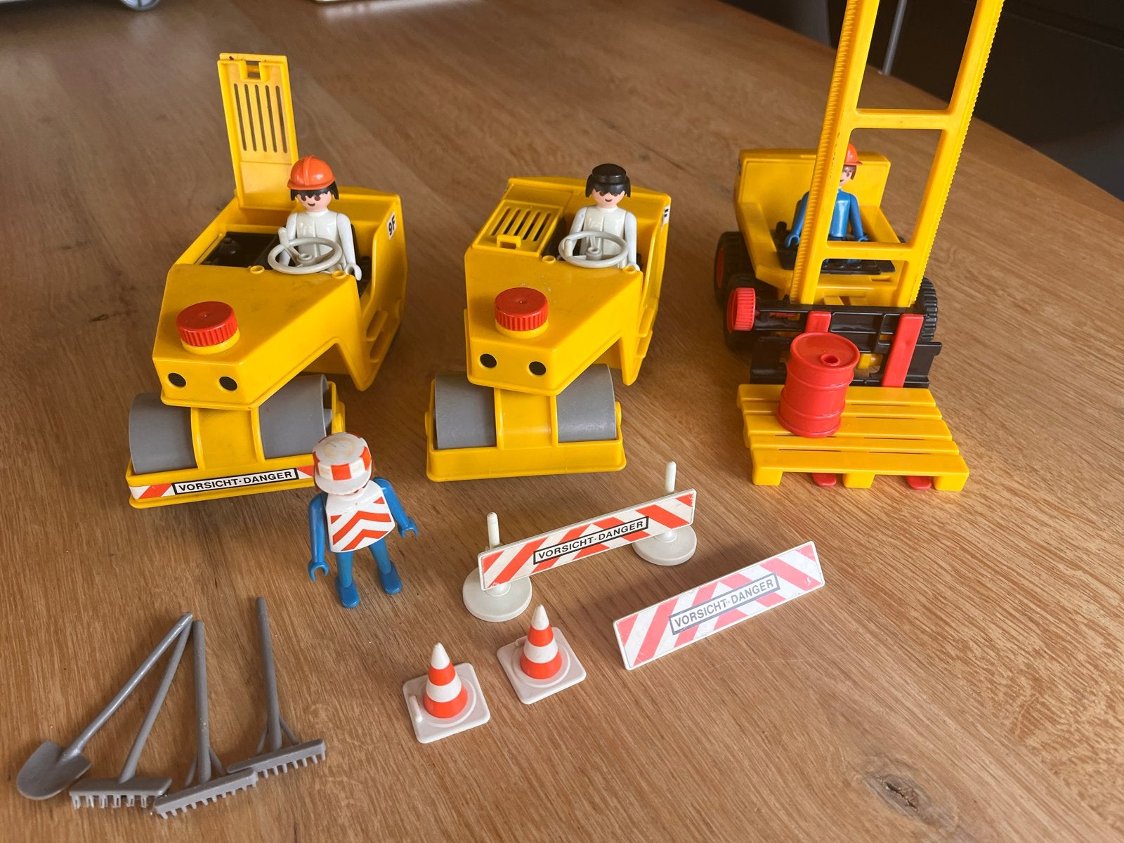 Vintage Playmobil Bouwplaats Set - Wegenwalsen & Kraan, Kinderen en Baby's, Speelgoed | Playmobil, Gebruikt, Complete set, Voertuig