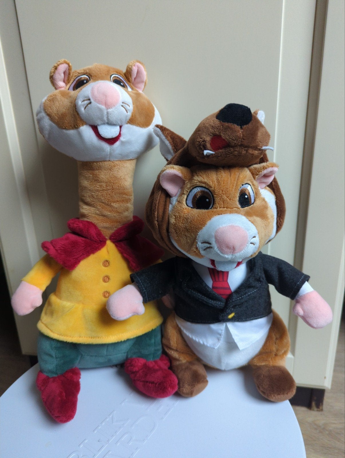 2 Efteling Hamster Knuffels: Lange Jan en de grote boze wolf, Gebruikt, Albert Heijn, Hamster, Ophalen of Verzenden