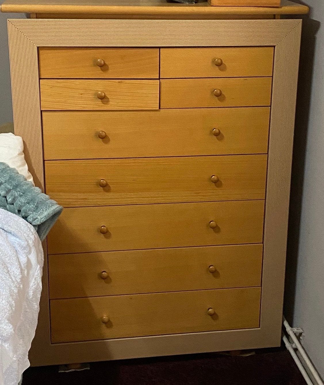 Beuken ladekast met 9 laden - 91x39x124 cm, Ophalen, Gebruikt, 5 laden of meer, 100 tot 150 cm