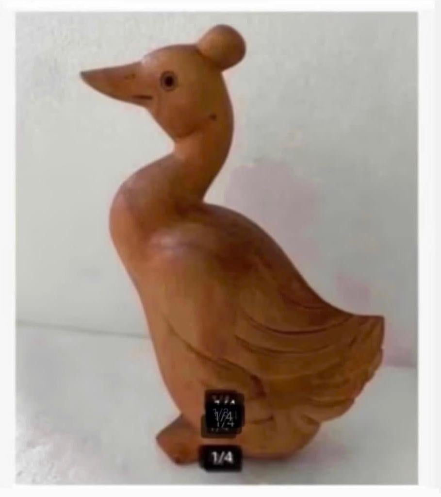 Brocante Houten beeld, Eend Gans, 16 x 10 cm, Antiek en Kunst, Kunst | Beelden en Houtsnijwerken, Ophalen of Verzenden