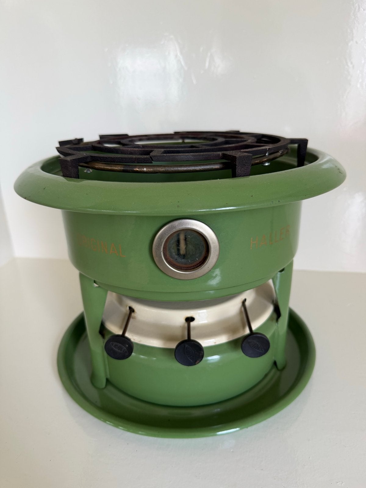 Vintage Haller petroleumstel - Groen - 3 pitten, Gebruikt, Warmhoudplaat, 3 kookzones of minder, Ophalen of Verzenden