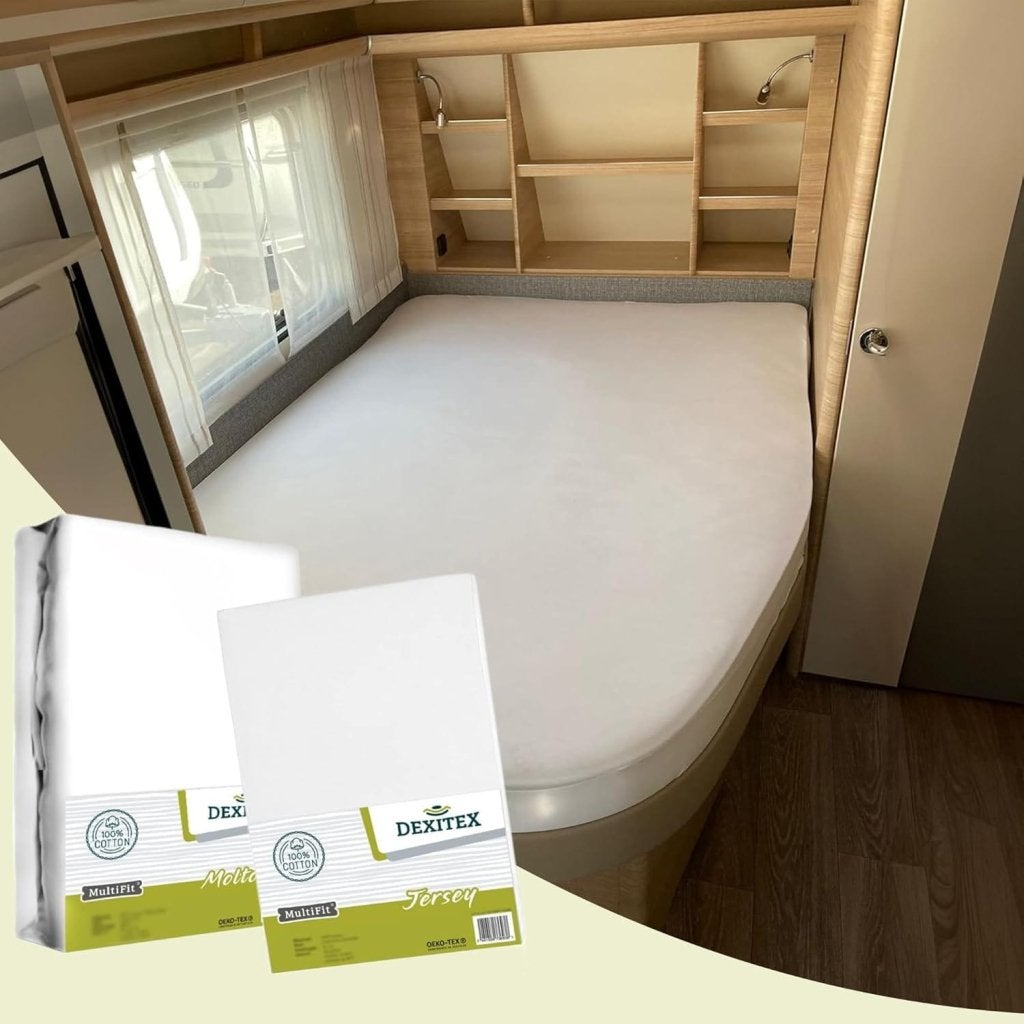 Textielpakket Frans bed - 1 hoeslaken en 1 molton - rechts -, Caravans en Kamperen, Caravan accessoires, Dexitex.nl, Verzenden