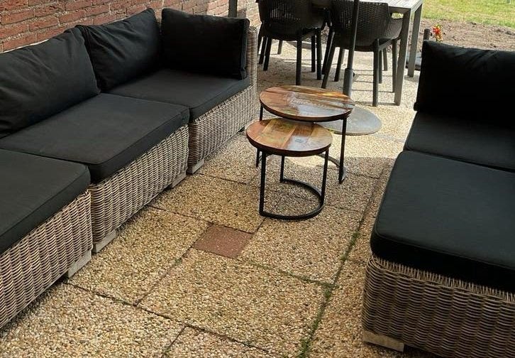 loungebank loungset wicker Hoek of recht, Tuin en Terras, Tuinsets en Loungesets, Ophalen, Gebruikt, Wicker, Bank