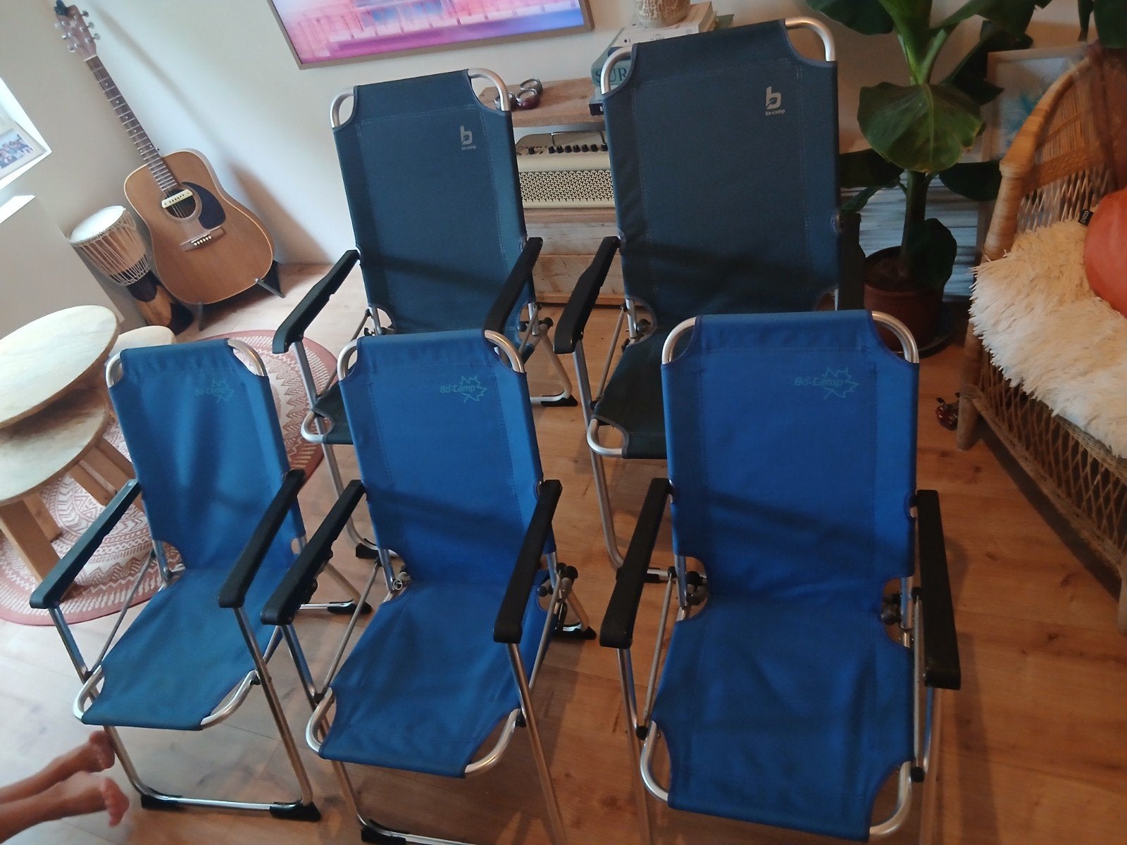 Bo-Camp campingstoelen (5 stuks) 3kind 2normaal, Ophalen of Verzenden, Gebruikt, Campingstoel