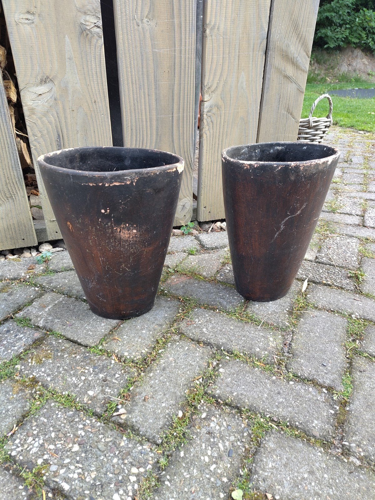 Terracotta potten 2 stuks, Tuin en Terras, Bloembakken en Plantenbakken, Ophalen of Verzenden, Rond, Steen, Minder dan 30 cm