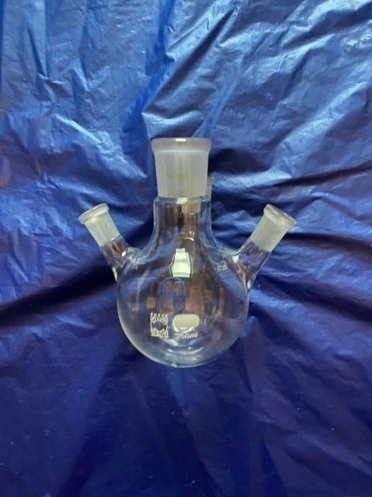 Rondbodemkolf 250ml 4-hals (laboratorium,destillatie), Ophalen of Verzenden, Zo goed als nieuw, Overige typen