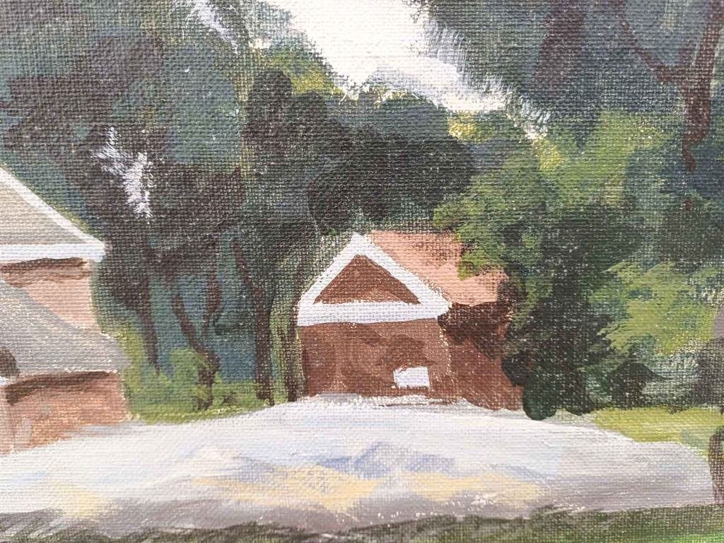 Schilderij van boerderij/schuren 39781, Ophalen of Verzenden, Gebruikt, Schilderij