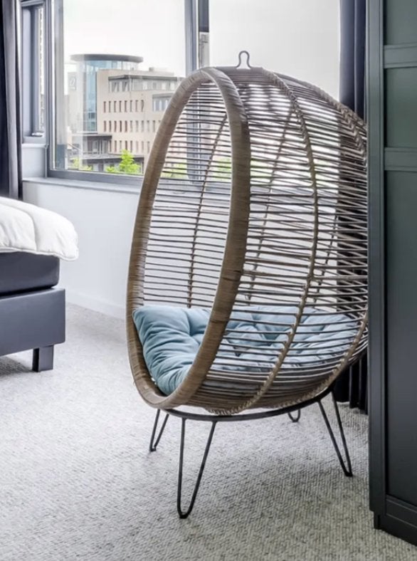 Mooie rotan hangstoel design stoel, Ophalen, Bruin, Nieuw, Metaal