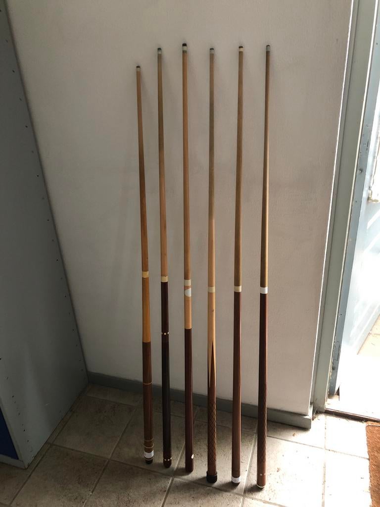 Set van 6 biljartkeus - Diverse stijlen, Ophalen, Gebruikt, Keu of Ballen