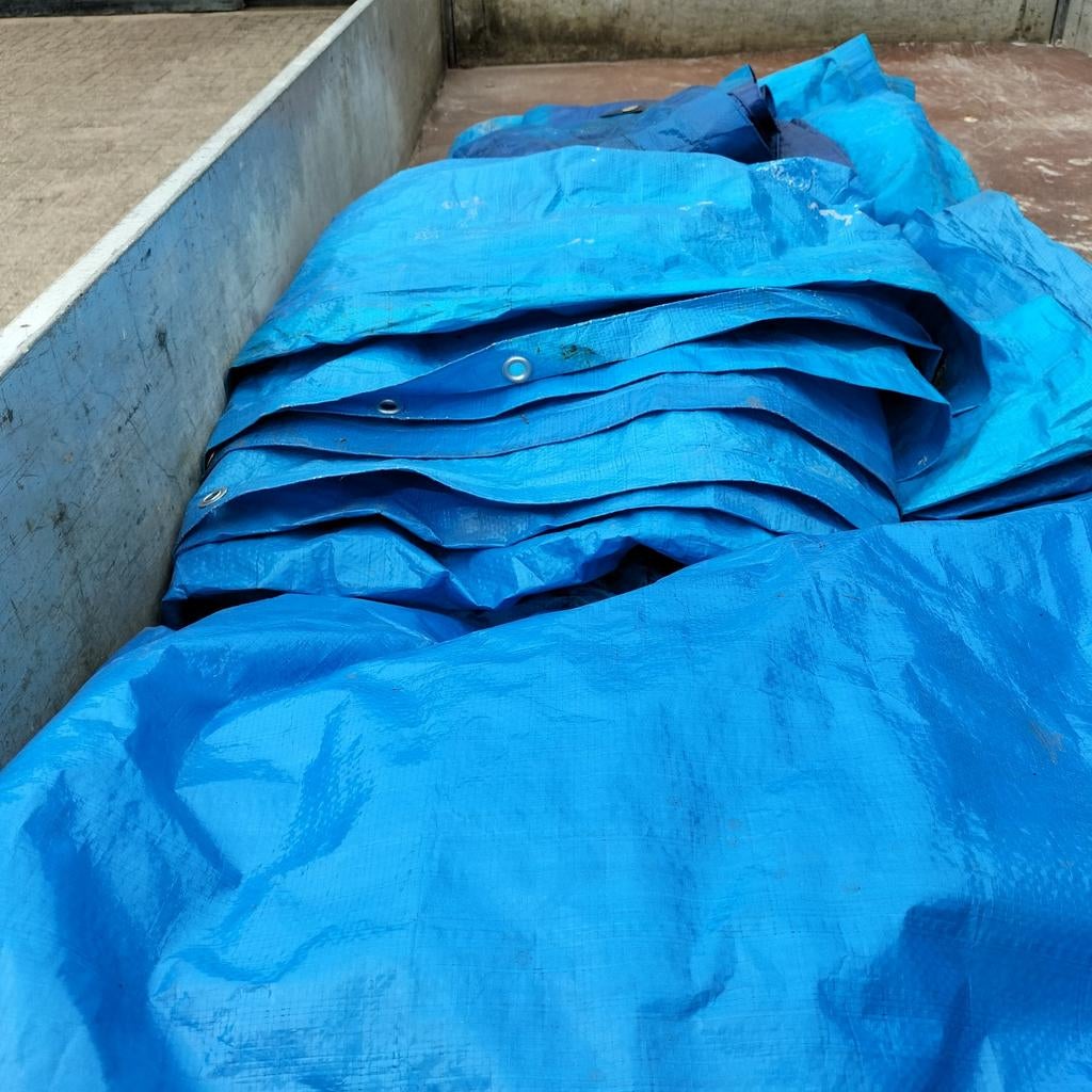 Dekzeilen blauw ,2van4x6m.2 van 2x4m., Doe-het-zelf en Verbouw, Zeil en Folie, Ophalen, Zo goed als nieuw, 15 m² of meer, Zeil