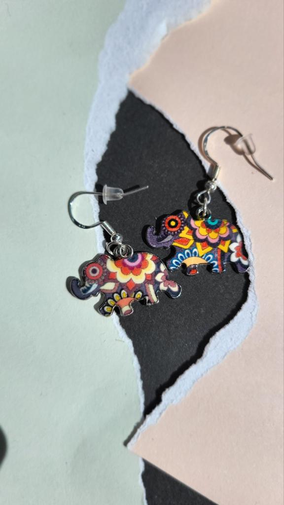 Kleurrijke Olifant Oorbellen - Hangers, Overige materialen, Hangers, Overige kleuren, Nieuw