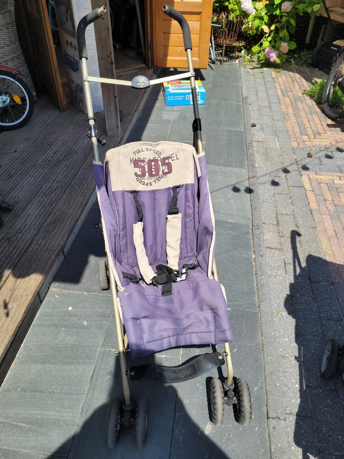 Gebruikte buggy, paars en beige, compact opvouwbaar, Ophalen, Gebruikt, Overige merken