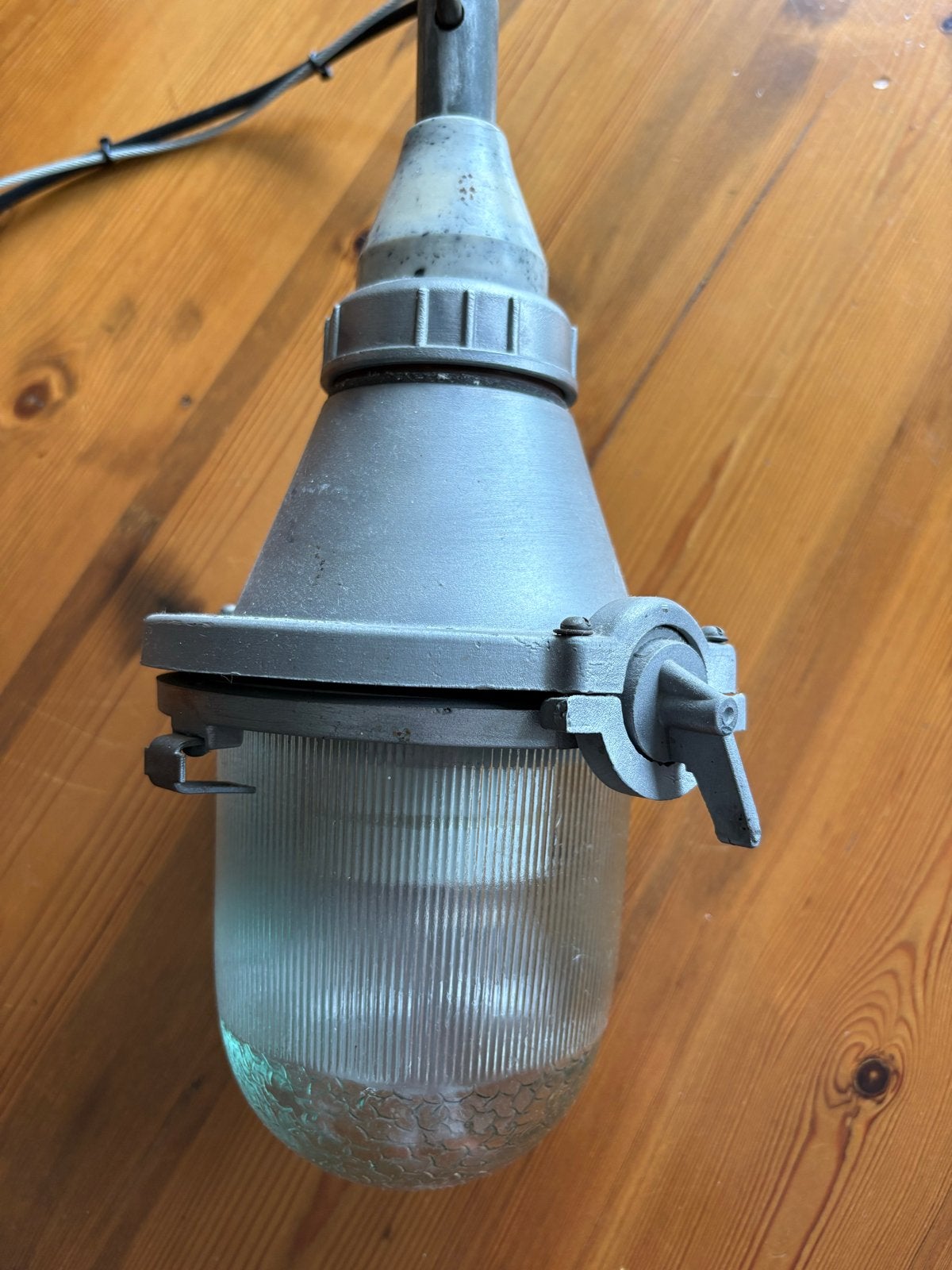 Vintage industriële hanglamp - 34cm lengte, Ophalen of Verzenden