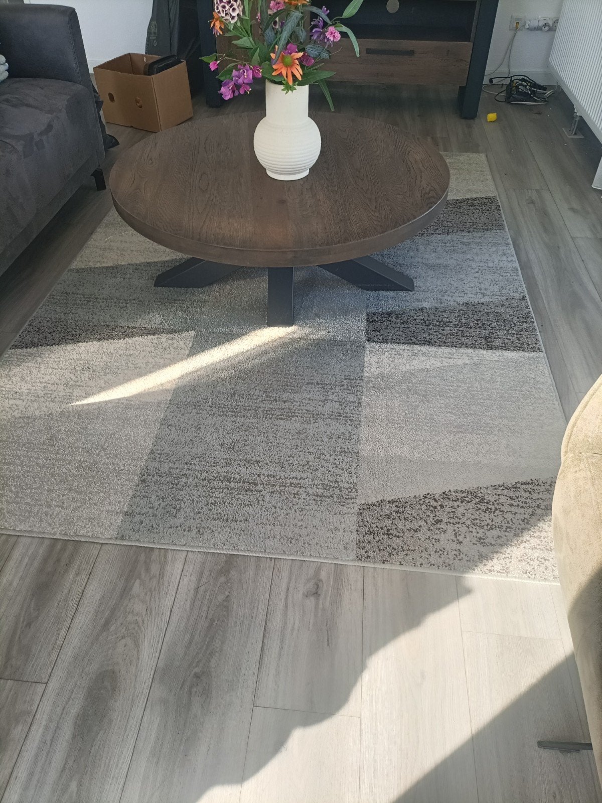 Modern vloerkleed 230x160 cm - Grijs/Beige/Bruin, Gebruikt, 150 tot 200 cm, 200 cm of meer, Ophalen of Verzenden