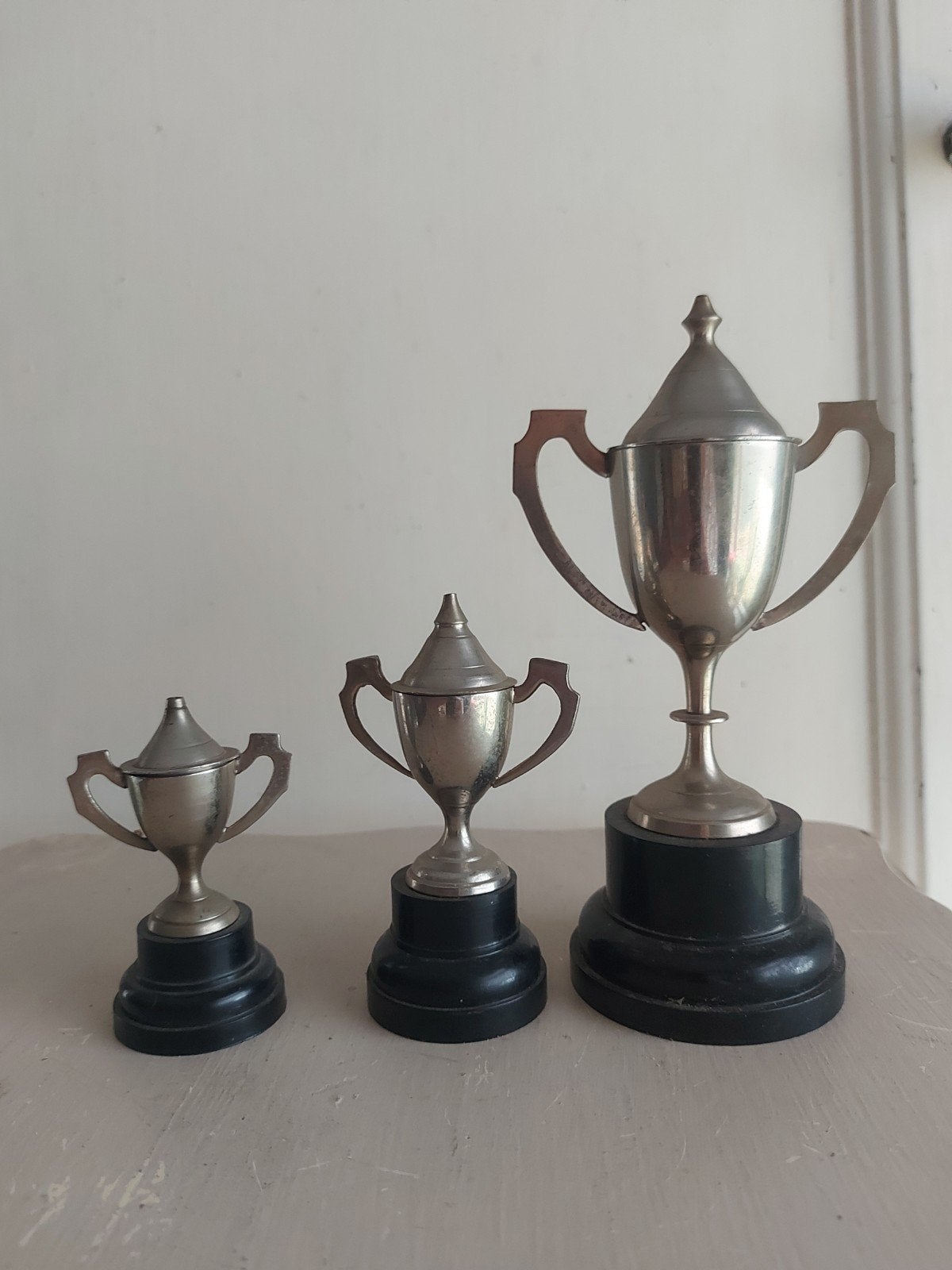 Set van 3 vintage trofeeën - 1e, 2e en 3e prijs '76, Ophalen of Verzenden
