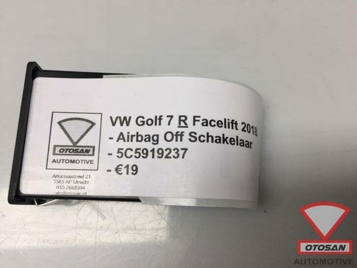 vw golf 7 r facelift 2018 airbag off schakelaar 5c5919237, Gebruikt, Volkswagen, Volkswagen AG, Berliner Ring 2
38440  Wolfsburg, DE