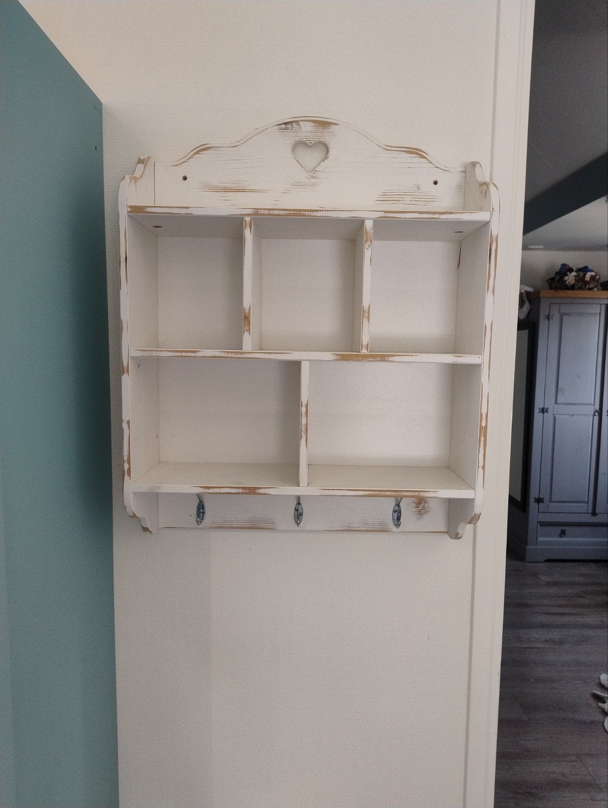 Kapstok met vakjes brocante, Huis en Inrichting, Woonaccessoires | Kapstokken, Gebruikt, Minder dan 100 cm, Hout, Ophalen