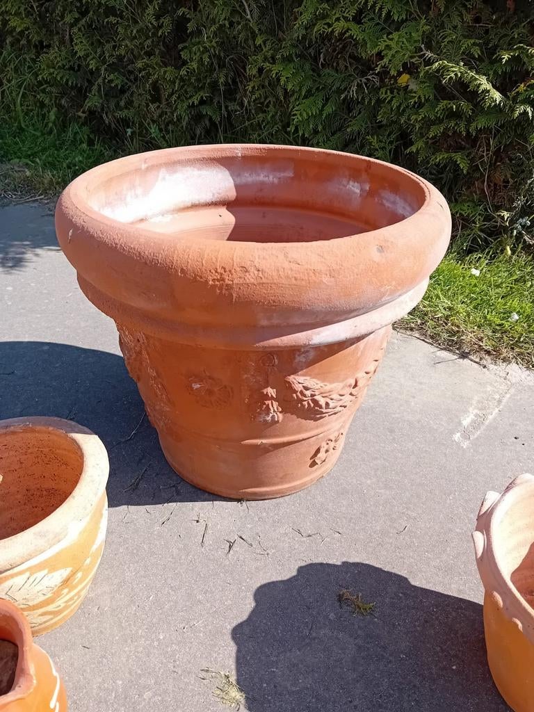 Terracotta bloempotten, Tuin en Terras, Bloempotten, Ophalen, Gebruikt, Rond, Terracotta