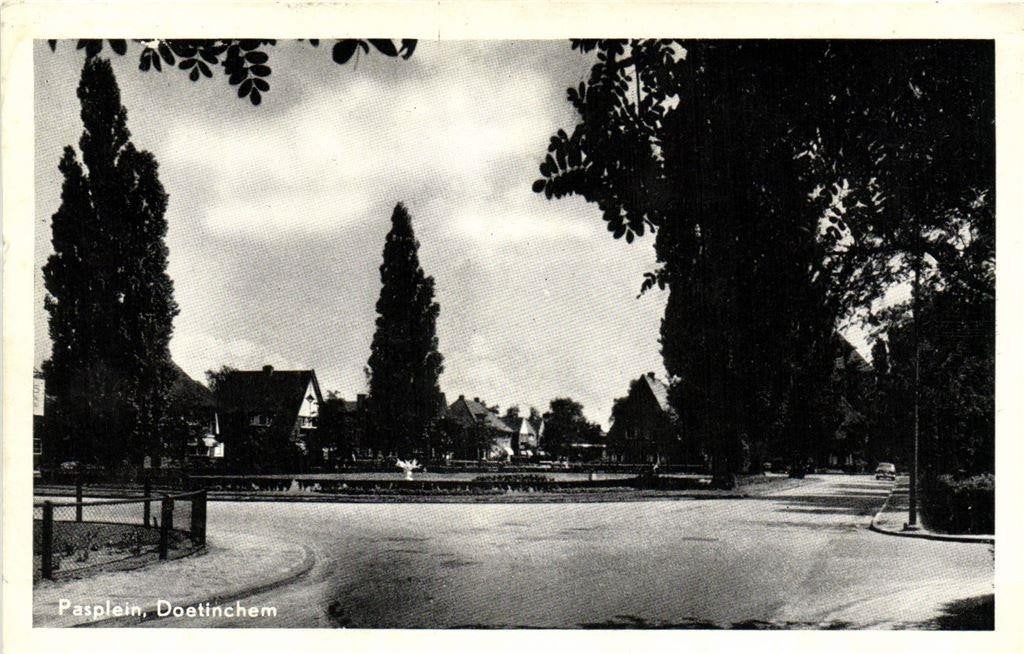 Pasplein, Doetinchem - 1957 gelopen, Verzamelen, Ophalen of Verzenden, 1940 tot 1960, Gelopen, Gelderland