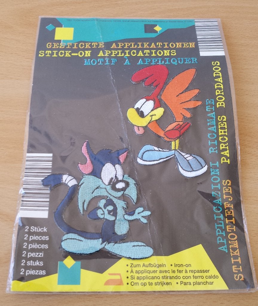 2 Tiny Toons Kledingapplicaties - Looney Tunes - 2000, Overige typen, Nieuw, Ophalen of Verzenden, Nvt