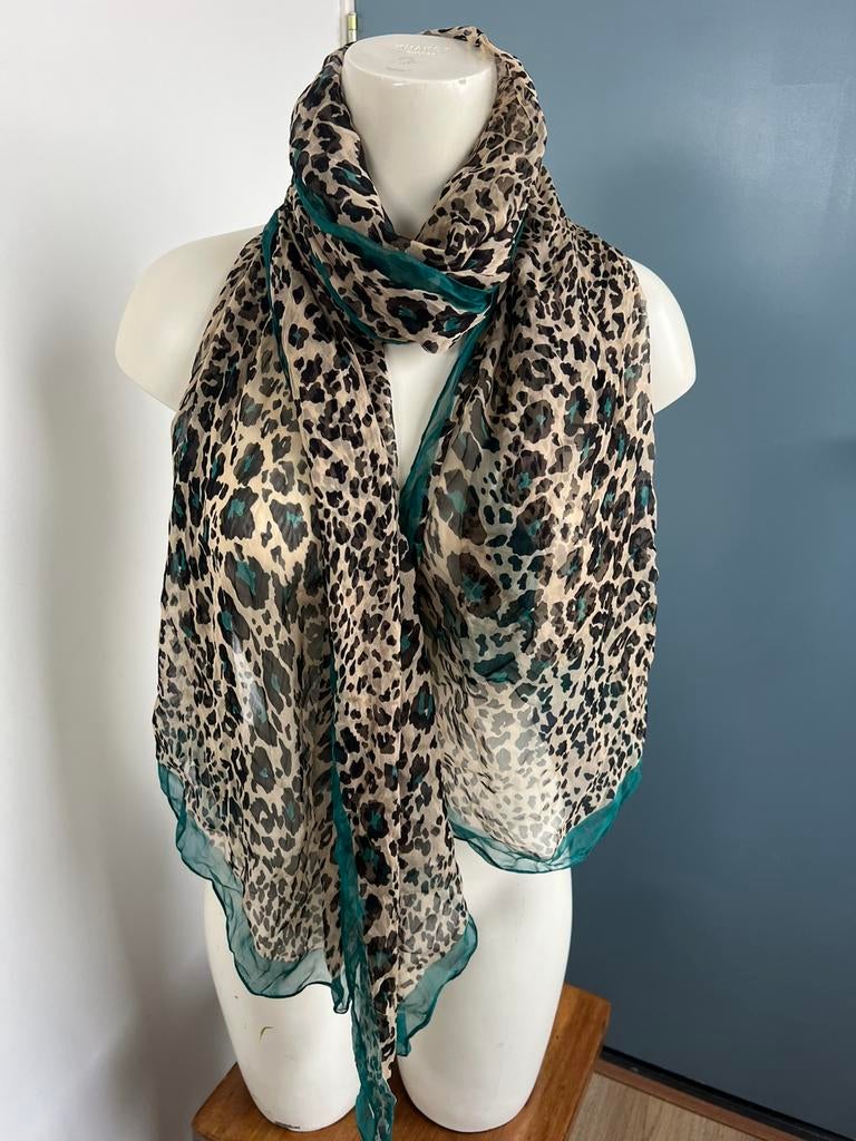Almaplena leopard luipaard sjaal dun turquoise beige, Kleding | Dames, Mutsen, Sjaals en Handschoenen, Maat 46/48 (XL) of groter