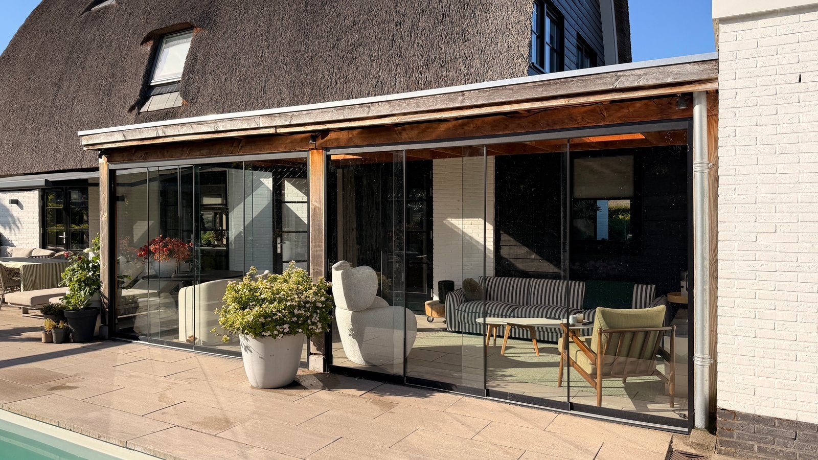 glazen schuifwand veranda 3 secties, Ophalen, Zo goed als nieuw, Overige typen, 160 cm of meer